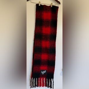 Victoria's Secret Red and Black Plaid Fringe Scarf